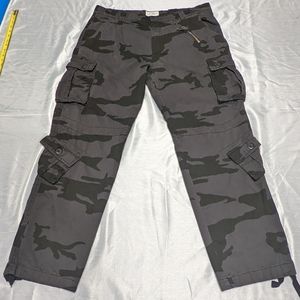 AK Army Cargo Pants, 40, Gray and Black Camouflage